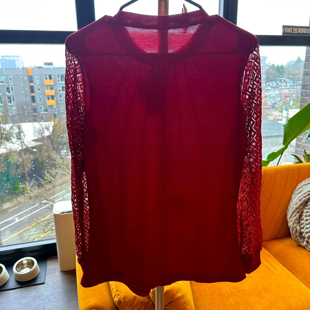 Maroon Top with Sheer Sleeves